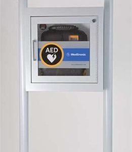 AED Floor Stand Cabinet with Alarm - Gray
