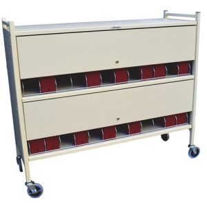 Omnimed Extra Wide Privacy Style Chart Rack (Wired Dividers & Lockable) - 3.5' Binder (Spine) Storage Size