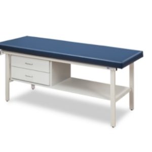 Clinton Flat Top, Alpha Series, Straight Line Treatment Table/Shelf and Two Drawers