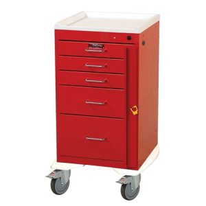 Harloff Emergency Cart, Five Drawers, Short Cabinet with Breakaway Lock