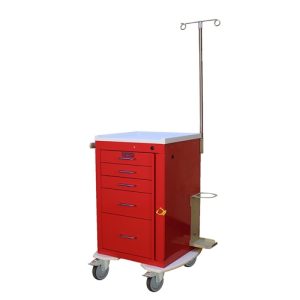 Harloff Emergency Cart, Five Drawers with Breakaway Lock, Stabilizing Bumper, 5' Casters