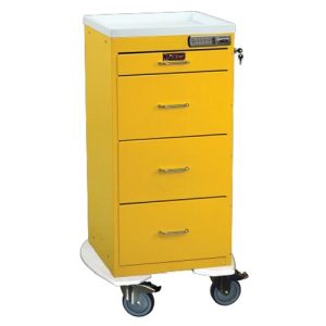 Harloff 3254E, Mini Line Isolation Cart with Extended Stabilizing Bumper and 5' Wheels, Four Drawers with Basic Electronic Pushbutton Lock