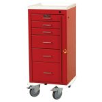 Harloff Mini Line Emergency Cart, Tall Cabinet, Six Drawers with Breakaway Lock