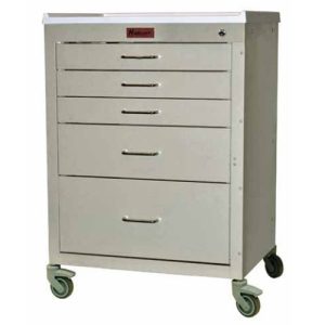 Harloff 4145K, Mini24 Anesthesia Cart, Short Cabinet, Five Drawers with Key Lock