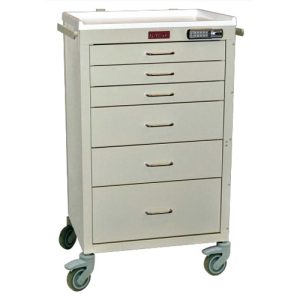 Harloff 4156E, Mini24 Anesthesia Cart, Tall Cabinet, Six Drawers with Basic Electronic Lock