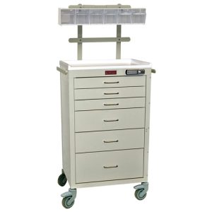Harloff Mini24 Anesthesia Cart, Six Drawers, Tall Cabinet, Basic Electronic Pushbutton Lock with Key Lock