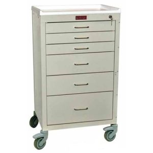 Harloff 4156K, Mini24 Anesthesia Cart, Tall Cabinet, Six Drawers with Key Lock