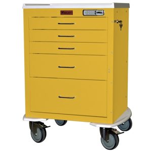 Harloff Mini24 Anesthesia Cart, Five Drawers, Basic Electronic Pushbutton Lock with Key Lock