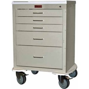 Harloff Mini24 Anesthesia Cart, Five Drawers with Key Lock and Accessories