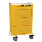 Harloff 4254E, Mini24 Isolation Cart with Bumper and 5' Wheels, Four Drawers with Basic Electronic Lock
