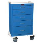 Harloff Mini24 Anesthesia Cart, Tall Cabinet, Five Drawers with Key Lock
