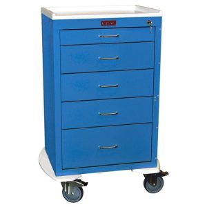 Harloff Mini24 Anesthesia Cart, Tall Cabinet, Five Drawers with Key Lock