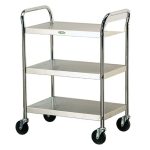 Lakeside 500 Lb Capacity, Tubular Chrome Plated Frame cart, (3) 15.5 x 24 Inch Shelves, Ships Knocked Down