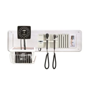 ADC Adstation 5610L-347W 3.5V Modular Diagnostix Wall System w/ Standard Otoscope, Coaxial Ophthamoscope, Specula Dispenser, Clock Aneroid, Non-Contact Thermometer & Wall Board