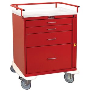 Harloff Classic Line Emergency Cart, Short Cabinet, Four Drawers with Breakaway Lock