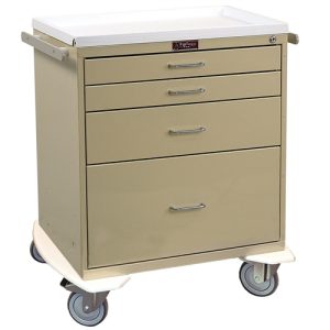 Harloff Procedure Cart, Short Cabinet, Four Drawers with Key Lock, Standard Package