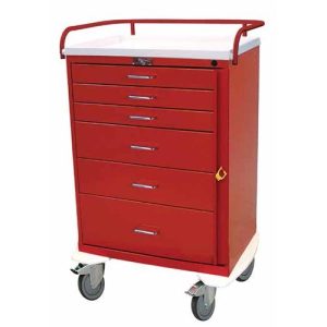 Harloff Emergency Cart, Tall Cabinet, Six Drawers with Breakaway Lock, Standard Package