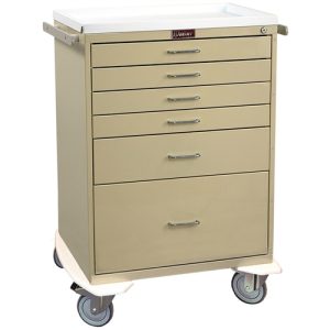 Harloff Procedure Cart, Tall Cabinet, Six Drawers with Key Lock, Standard Package