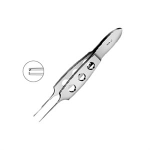Sklar Bonn Iris Forceps, Angled, 8mm, 1x2 Teeth - 2-3/4'