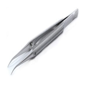 Sklar O'Gawa Tying Forceps, Curved 1mm tip, 5mm tying platform, knurled Thumb - 4-3/4'