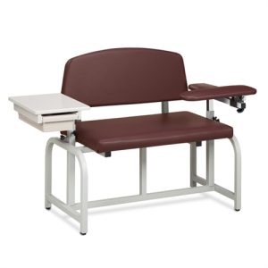 Clinton Lab X Series, Bariatric, Blood Drawing Chair with Padded Flip Arm and Drawer