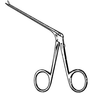 Sklar Wullstein Micro Ear Scissors - Angled Right, 4mm Blade, 1.8mm Blade Thickness, 1mm Wide, Right, 80mm Shaft - 3'