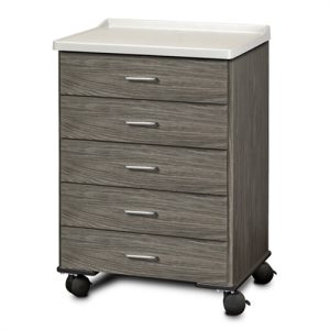 Clinton 8950-AF Fashion Finish, Molded Top, Mobile Treatment Cabinet with 5 Drawers