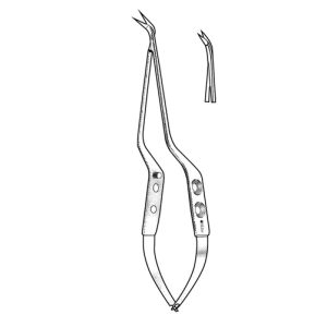 Sklar Nagel Micro Scissors, 1 Probe-Pointed Blade, Angled 45 Degrees - 8'
