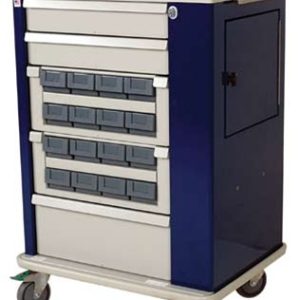 Harloff Aluminum Cassette Medication Cart, Optimal 16 Bin with Key Lock