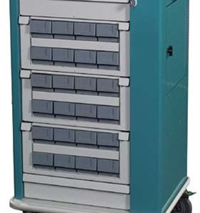 Harloff Aluminum Cassette Medication Cart, Optimal 24 Bin with Key Lock