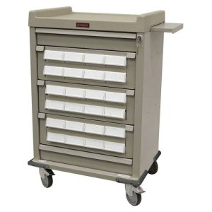 Harloff Medication Cart, Aluminum Cassette, Optimal 24 Bin with Key Lock