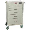 Harloff 24 Mini Cart, Aluminum, Six Drawers, Basic Electronic Pushbutton Lock with Key Lock