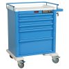 Harloff Procedure Cart, Aluminum, Medium Cabinet, Five Drawers, Basic Electronic Pushbutton Lock with Key Lock