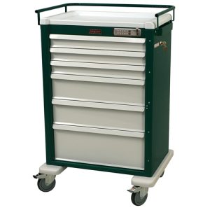Harloff Procedure Cart, Aluminum, Six Drawers with Basic Electronic Pushbutton Lock