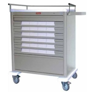 Harloff AL8W10K24BIN5, Universal Line Medication Cart, 24 – 5' Bins with Key Lock