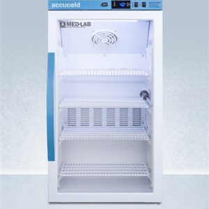 AccuCold ARG3ML 3 Cu. Ft. Counter Height Laboratory Refrigerator w/ Glass Door (Temperature Range: 2єC to 10єC)