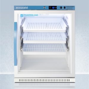 Accucold 6 cu ft ADA Height Vaccine Refrigerator w/ Glass Door & Removable Drawers (Temperature Range: 2єC to 8є C)