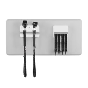 Amico Wallboard-Mounted Diagnostic Station with Halogen Coaxial Ophthalmoscope, Halogen Fiber Optic Otoscope, Specula Dispenser