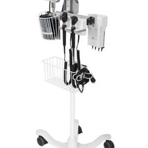 Rollstand-Mounted Diagnostic Station with Ophthalmoscope, Otoscope, Specula Dispenser, Aneroid, Oral Thermometer