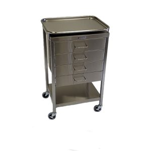 Mid Central Medical Stainless Steel Anesthesia Cart with Removable Tray