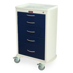 Harloff M-Series Tall Anesthesia Cart, Medium Width, Five Drawers with Key Lock