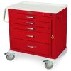 Harloff M-Series Modular Medical Cart, Five Drawers with Breakaway Lock
