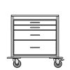 Harloff M-Series Modular Medical Cart, Four Drawers, Basic Electronic Pushbutton Lock with Key Lock
