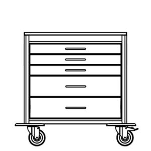 Harloff M-Series Modular Medical Cart, Five Drawers with Key Lock