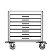 Harloff M-Series Modular Medical Cart, Seven Drawers with Key Lock