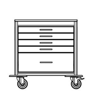 Harloff M-Series X-Short Modular Medical Cart, Five Drawers with Key Lock