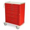 Harloff Tall Emergency Cart, M-Series Six Drawers with Breakaway Lock
