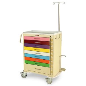 Harloff M-Series Tall Emergency Cart, Nine Drawers with Breakaway Lock