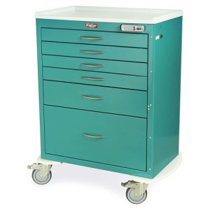 Harloff M-Series Tall Procedure Cart, Six Drawers with Electronic Pushbutton Lock