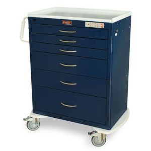 Harloff M-Series Tall Medical Treatment Cart, Six Drawers with Electronic Keypad Lock